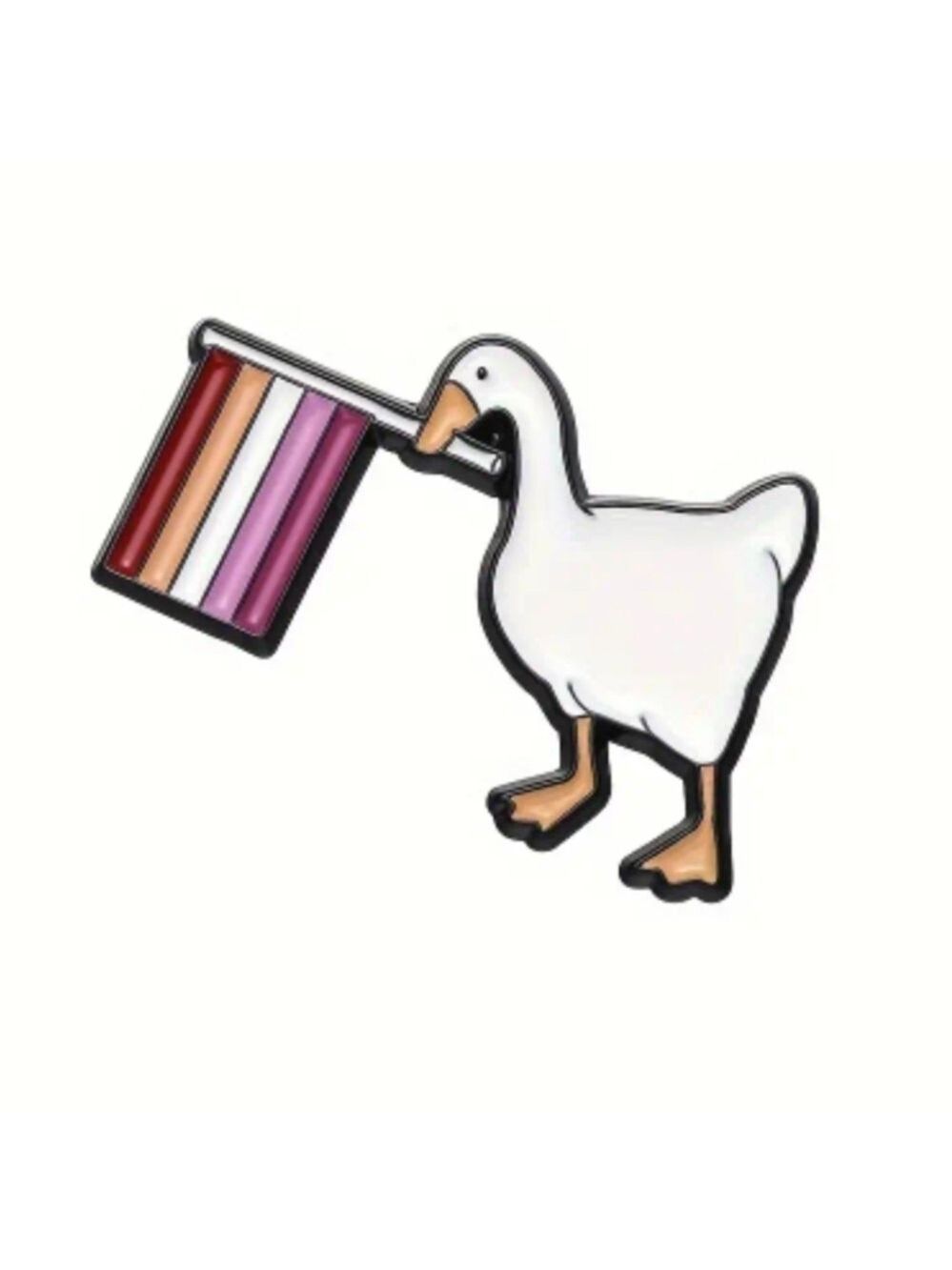 🌈Pin- White Duck with Lesbian Pride flag